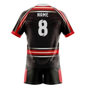 Men's Sublimated Breathable Rugby Uniform Set Black Red Green Gradient Crew Neck Short Sleeve Quick Dry <b>Athletic</b> Fit Winter All - Product Image 4