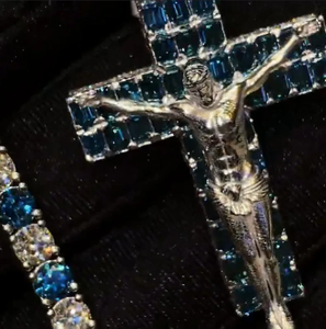 Silver Plated Zinc Alloy Cross Customized Pendant Charm Moissanite Themed Hip Hop Unisex IGI Certified Fashion Jewelry Gift - Product Image 2