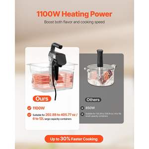 Cuisinière sous vide professionnelle 1100W pour circulation d'eau par immersion de précision, affichage numérique LED, conception de pince sécurisée, cuisinière sous vide - Product Image 5