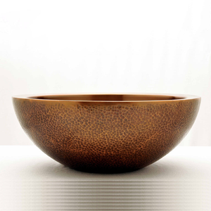 Double Wall Copper Sink Outside Hammered Inside Smooth Handmade Copper Bathroom Vessel Sink Luxury Decorative Wash <b>Basin</b> - Product Image 3