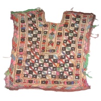 Blouse ethnique élégante pour femme, style vintage afghan Baloch, avec encolure ornée de miroirs, broderies et perles, en coton, manches courtes, mode hiver