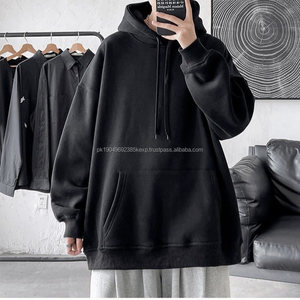 Sudadera con Capucha de Algodón Puro para Hombre, Capa Base Otoño Invierno, Moderna, Simple, Manga Larga, Color Sólido, Cómoda - Product Image 5