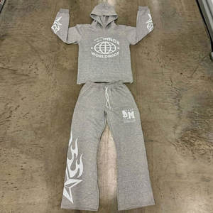 Nuevo Chándal de Moda para Hombre 100% Algodón, de Alta Calidad, Forro Polar Grueso, Holgado, Personalizado, Estilo Urbano, con Pantalones Acampanados - Product Image 1