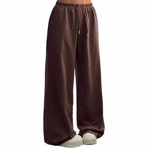 New Custom Women's Simple Baggy Sweatpants Mid Waist Wide Leg <b>Loose</b> Casual Long <b>Pants</b> 100% Cotton Breathable <b>Yoga</b> Leggings - Product Image 4