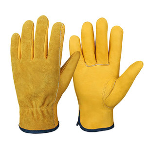 Gants de travail en cuir grainé durable, manchette renforcée, ajustement sécurisé, antidérapants, résistants à la chaleur, respirants, pour les tâches de manutention sur le lieu de travail - Product Image 1