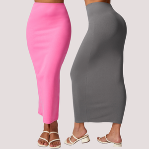 Falda Lápiz Larga de Cintura Alta, Sólida, Sin Costuras, Elástica, Talla Grande, Color Marrón, para Yoga - Product Image 4