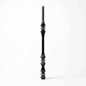 Balustre d'escalier moderne en fer noir avec anneaux décoratifs dorés, embout de rampe métallique décoratif pour la conception intérieure d'escaliers de luxe - Product Image 3
