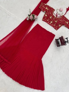 Women <b>Red</b> Embroidered <b>Lehenga</b> Choli Traditional Wedding Outfit From Indian Pakistani Style Bridal Wear - Product Image 6