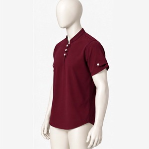 Camisetas de Alta Calidad para Hombre, Color Granate Sólido, Manga Corta, Transpirables, Listas para Usar, Corte Regular, Tejido Informal - Product Image 4