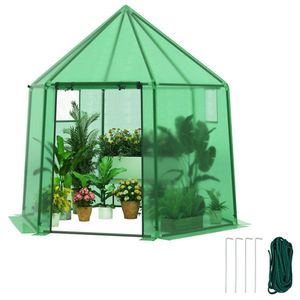 Mini serra a tenda 78x68x75 pollici per giardinaggio tutto l'anno, facile da montare, con telaio in acciaio e legno, in policarbonato e polietilene - Product Image 1