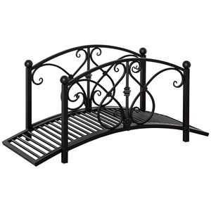 Ponte Decorativa Classica da Giardino da 1 Metro per Laghetto, Ringhiera di Sicurezza Nera Elegante per Esterni - Product Image 1