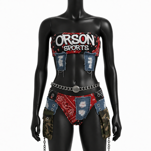 ชุดบิกินี่แบบ Bandeau ของ Orson Sports ลายผ้าพันคอ สไตล์สตรีทแวร์ เอวสูง ดีไซน์เท่ห์ เหมาะสำหรับงานเทศกาล - Product Image 6