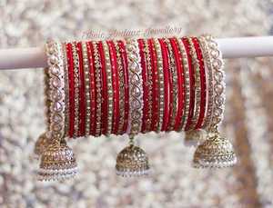 Wholesale Indian Style Trendy Geometric Pearl Churiyan <b>Bangle</b> Set Wedding Handmade <b>Copper</b> Alloy Bridal Fashion <b>Bangles</b> Set's - Product Image 3