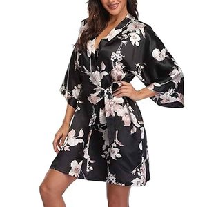 Plain Satin Polyester <b>Robes</b> Wholesale Women Kimono Bridal Bathrobe Bridesmaid Wedding Sleepwear Party <b>Beach</b> V-neck Custom Logo - Product Image 6