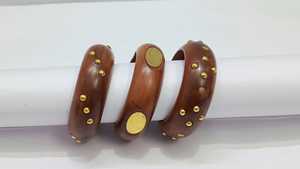 Premium Quality acacia Wood Bangles for Women and Girls Indo Western Style with Special Brass Charms and Long Life Coating - Product Image 1