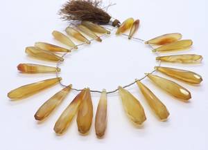 AAA Natural Brown Yellow Chalcedony Faceted Long Tear Shape Briolette Gemstone Drop <b>Beads</b> Calcy <b>Beads</b> Strand For Jewelry Making - Product Image 4