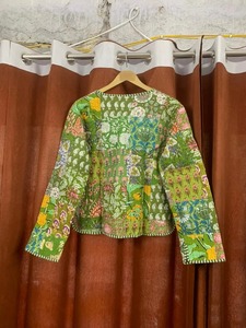 Indian Handmade <b>Knitted</b> Cotton Quilted Reversible <b>Animal</b> Print Women's Jacket Coat Blazers - Product Image 2