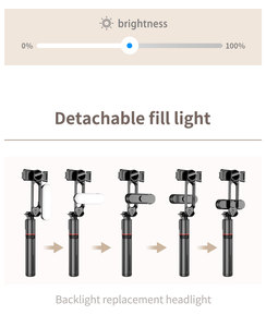 TOKQI-L15 Parapluie détachable à lumière intégrale avec support stable, extension de 1100 mm, perche à selfie sans fil - Product Image 4