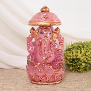 Estatua de Ganesha Tallada a Mano en Cuarzo Rosa Natural, Ídolo de Cristal Pintado a Mano, Decoración para el Hogar, Regalo, Proveedor Mayorista OEM ODM - Product Image 1