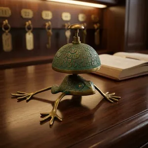Cloche d'appel en métal en forme de grenouille avec dôme décoratif, cloche de service vintage pour la réception d'hôtel, la restauration, le bureau, la décoration - Product Image 4