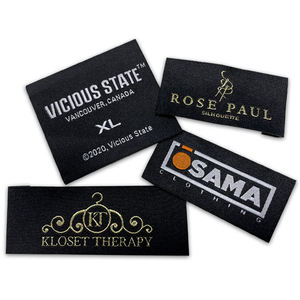 Étiquettes tissées en tissu damassé avec logo personnalisé, à coudre, en forme de drapeau, lavables, pour vêtements et mode - Product Image 5