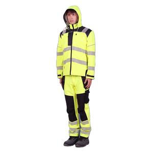 ชุดเสื้อแจ็คเก็ตและกางเกงสะท้อนแสงสำหรับผู้ชาย ชุดนิรภัยแบบมองเห็นได้ชัดเจน รับผลิตตามแบบ OEM แบรนด์ส่วนตัว โรงงานผู้ผลิต - Product Image 3