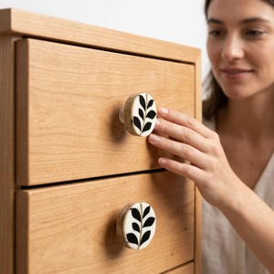 Beads Art Modern Handmade Flower Pull Handle for Wardrobe Kitchen Bedroom Bathroom Living Room Home <b>Office</b> Cabinets & <b>Drawers</b> - Product Image 2