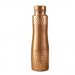 ขวดน้ำทองแดงตกแต่งลายตอกแบบพกพาสำหรับเดินทางพร้อมดีไซน์ลูกปัด - Product Image 5