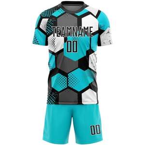 เสื้อฟุตบอลผู้ชายแบบแห้งเร็ว พิมพ์ลายชื่อแบบรีดร้อน โพลีเอสเตอร์ 100% ชุดฟุตบอลสำหรับผู้ใหญ่ ชุดทีมกีฬา - Product Image 2