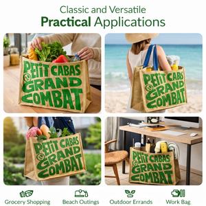 Bolsa de Compras de Yute Impresa Premium con Asas de Algodón, Reutilizable, Ecológica, para Compras y Promociones, para Uso Minorista - Product Image 6