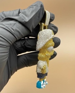 Colgante de Moissanita con Corte Brillante de Personaje de Dibujos Animados, Engaste de Garra, Plata de Ley 925, Bañado en Oro de 18K, Amuleto Hip Hop, Regalo Unisex - Product Image 4