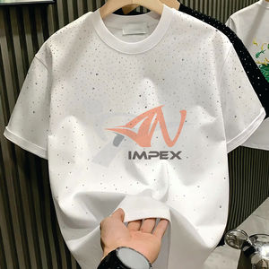 Custom Rhinestone T-shirts for Men Rhinestone t Shirt 100% Cotton Rhinestone <b>Tshirt</b> - Product Image 1