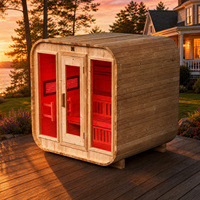 Sauna extérieur en cèdre rouge avec WiFi intelligent en option, luminothérapie rouge, sauna vapeur panoramique pour 2 à 6 personnes, certifié ETL, OEM