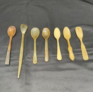 Hand carved buffalo horn <b>spoon</b> set for use in rustic homes crafted from 100 % real natural free horn Utensils for Tea Serving - Product Image 1