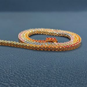 Collar Rizta Jewel Sapphire con Diamantes Redondos en Oro Sólido de 14K, Piedra Natural, Unisex, Estilo Clásico Riviera, 20 Pulgadas, 16.50ct - Product Image 6