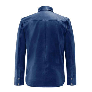 Modern 100% Leather Men's Shirts Oversized Boxy Fit Windproof Eco-Friendly Breathable Anti-Bacterial Casual Hip Hop Finished - Product Image 2