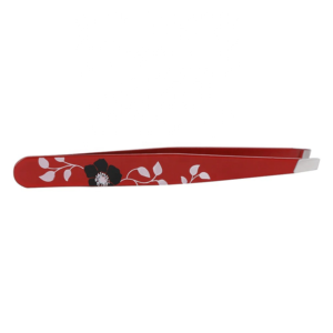 OEM Stainless Steel Eyebrow Tweezers Custom Color Floral Design Slanted Tip Luxury Anti Static Reusable <b>Precision</b> <b>Tool</b> - Product Image 1