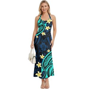 Robes polynésiennes pour femmes, robes maxi moulantes sexy à col halter hawaïennes - Product Image 3