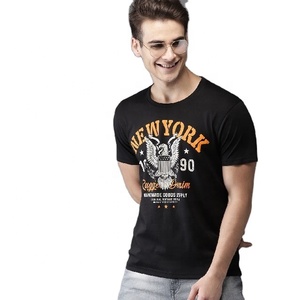 Camiseta de Jersey de mezcla de algodón informal de manga corta con cuello redondo 100% de punto estampado personalizado nuevo Fitness marca TT - Product Image 1