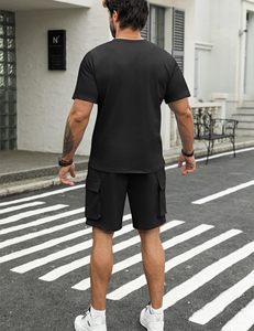 <b>Men</b> Summer Tracksuit Set T Shirt and Drawstring Shorts 2 Piece Outfit OEM Custom Bulk - Product Image 4