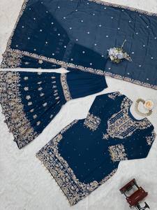 Lovely Sharara <b>Set</b> Pretty Festive <b>Set</b> Golden Grace Celebration Style for women best for <b>weeding</b> engagement season looks Luxury - Product Image 1