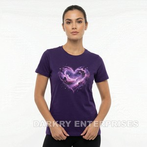 Camiseta Personalizada de Algodón de Manga Corta con Estampado Geométrico de Corazón para Mujer, Camiseta Gris Jaspeado con Serigrafía OEM, Top Informal Femenino - Product Image 2