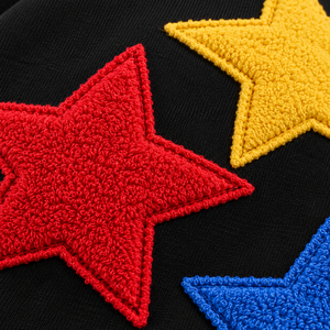 Sweat à capuche personnalisé avec patch étoile en chenille pour homme, coupe oversize, en polyester/coton épais, avec appliqué brodé, style streetwear, pull-over automne - Product Image 4