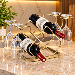 Soporte para Botellas de Vino de Hierro con Acabado Cromado, Soporte Individual con Marco Arqueado y Base Elevada para Mostrador, Barra y Mesa - Product Image 3