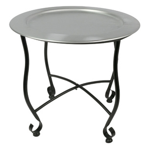 Table basse décorative en relief argent Antique, en forme ronde, en métal, en fer, style marocain - Product Image 4