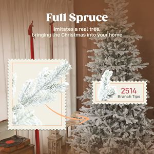 Albero di Natale Artificiale Pre-Illuminato da 2,1 m con Rami Realistici in PE, Facile da Montare, Albero di Natale a Cerniera, Abete Pieno Effetto Ghiacciato - Product Image 5