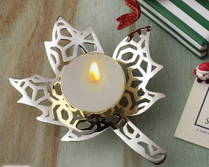 Handmade Brass Holly Leaf Design Christmas <b>Tea</b> <b>Light</b> <b>Holder</b> for Home Indoor Use-Durable Lead Free Votive - Product Image 1