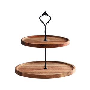 Acacia Wood Cake <b>Stand</b> Round 2 Tier Handmade Multi Layer Rustic Acacia Wood <b>Cupcake</b> Display <b>Stand</b> - Product Image 4