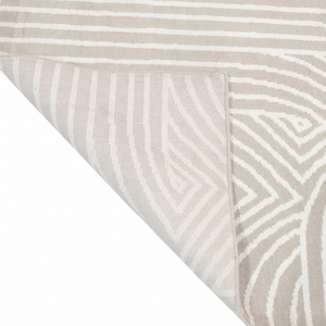 Tapis tufté à la main en laine écologique beige ivoire, motif quadrillé linéaire/épais, antidérapant, pour salon, hôtel, villa - Product Image 5