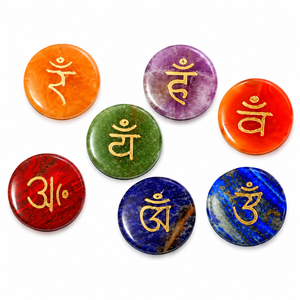 Wholesale Round Engraved Pendants <b>Chakra</b> <b>Set</b> - Product Image 1